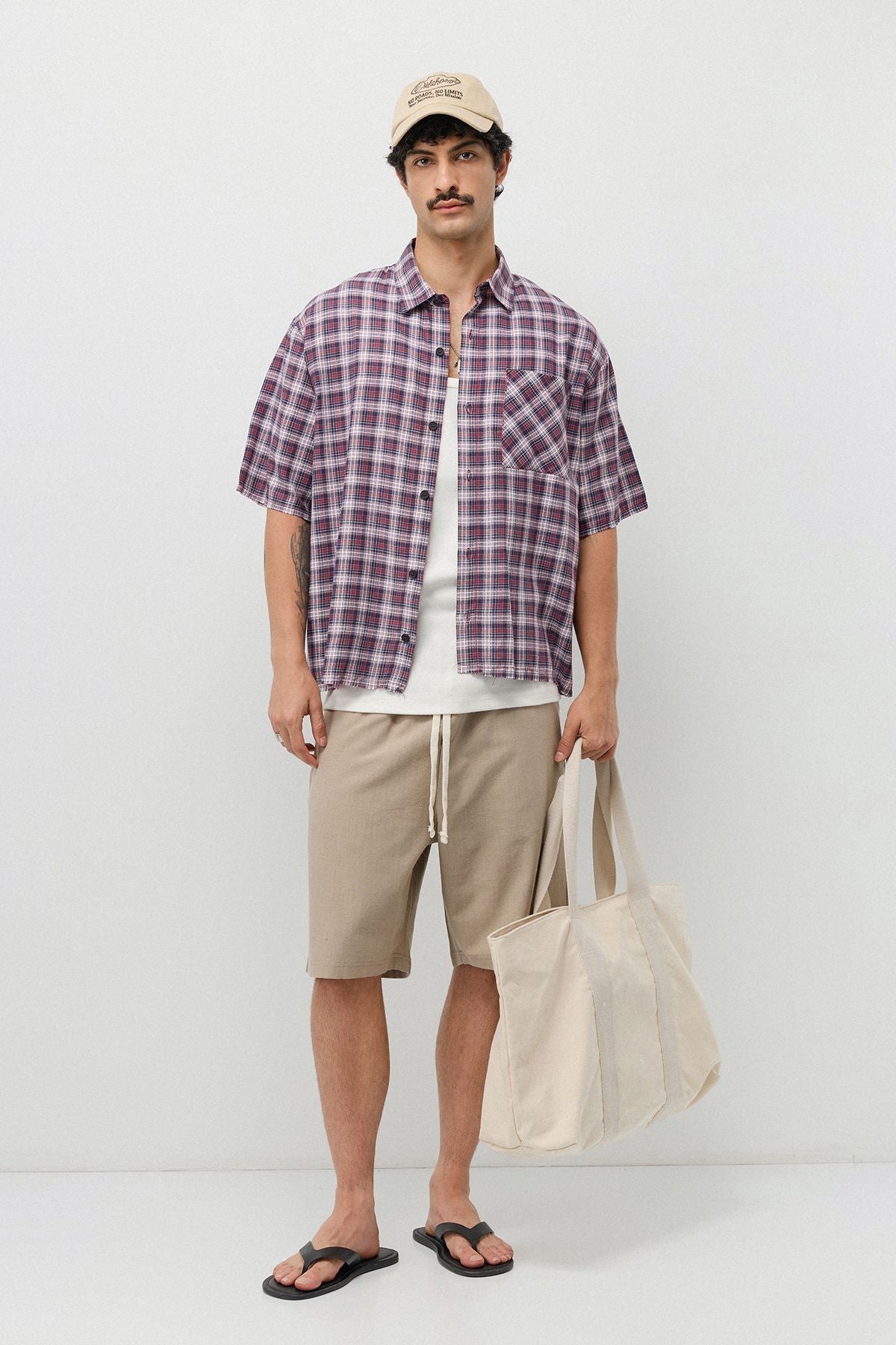 Boxy Fit Checkered Short-Sleeve Shirt