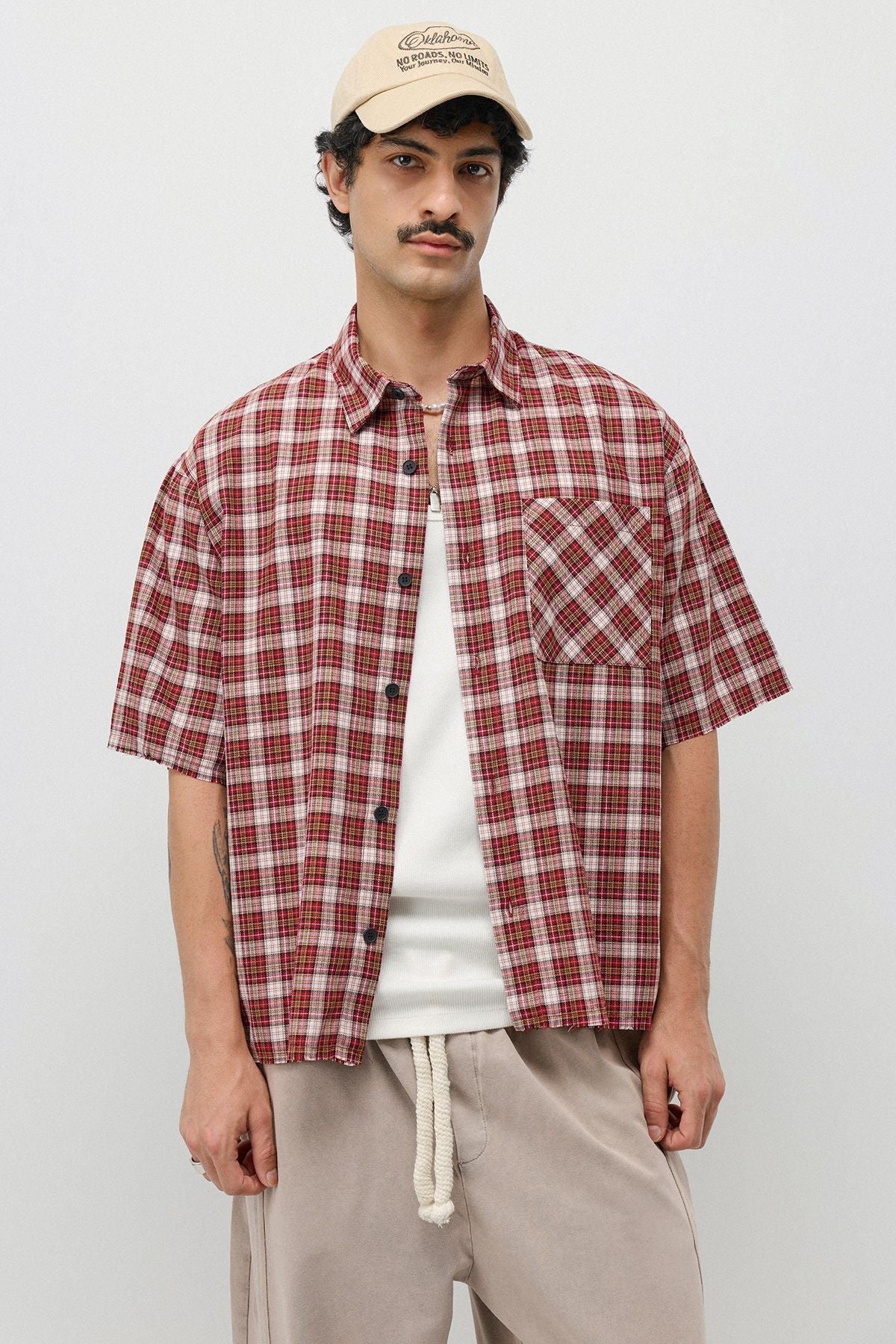 Boxy Fit Checkered Short-Sleeve Shirt