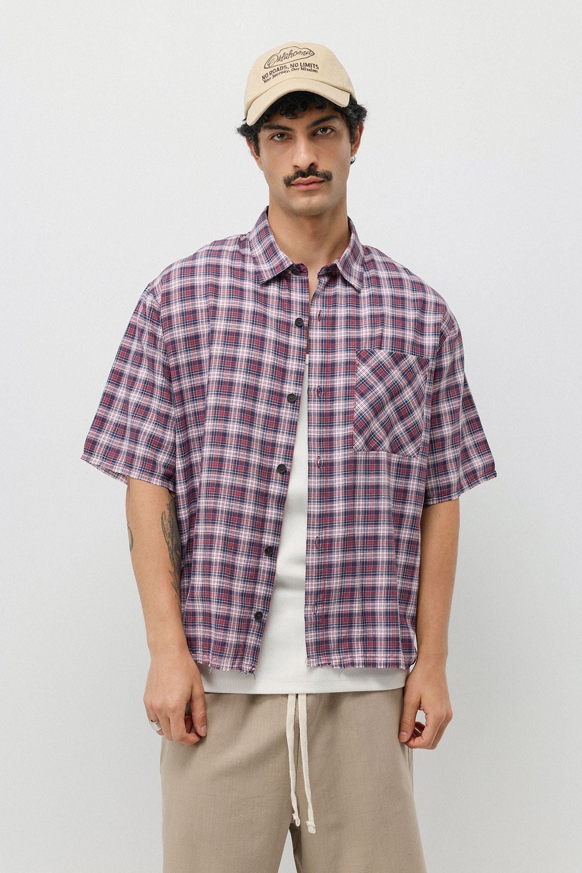 Boxy Fit Checkered Short-Sleeve Shirt