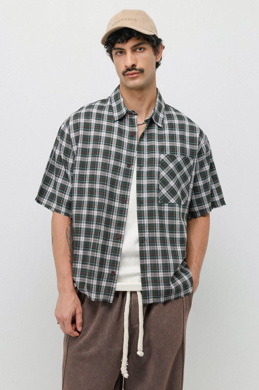 Boxy Fit Checkered Short-Sleeve Shirt