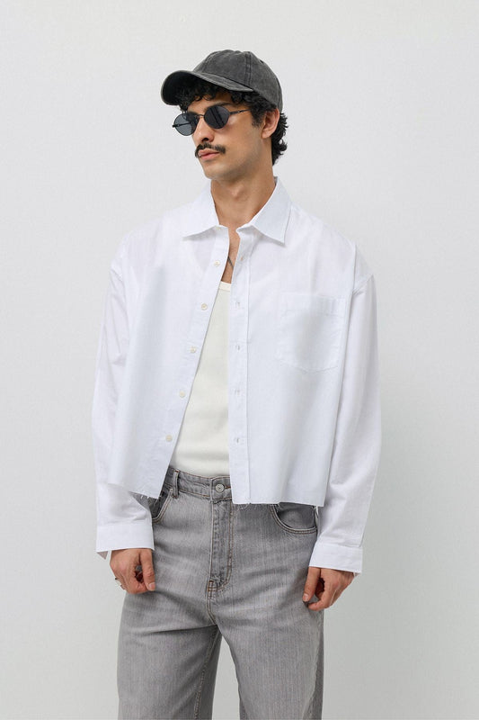 Linen Boxy Fit Crop Shirt