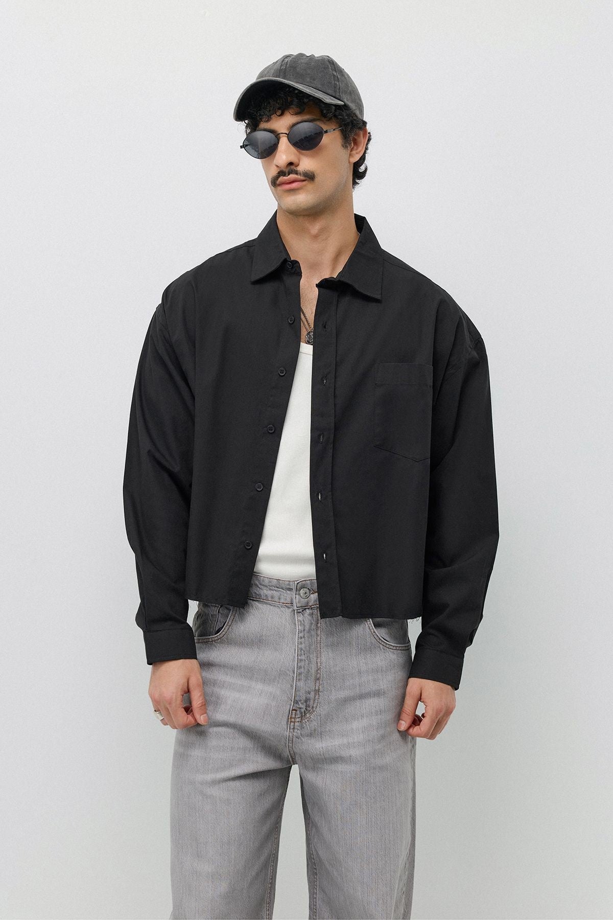 Linen Boxy Fit Crop Shirt