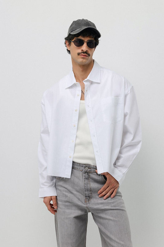 Linen Boxy Fit Crop Shirt