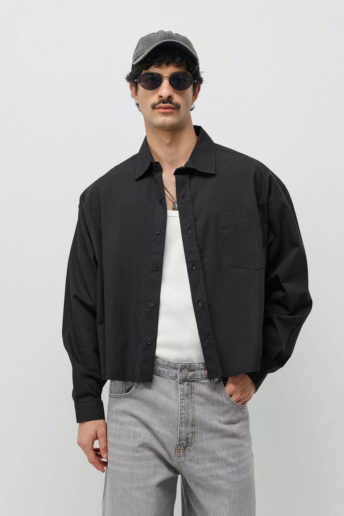 Linen Boxy Fit Crop Shirt