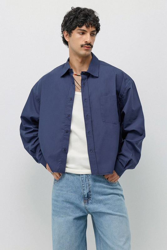 Linen Boxy Fit Crop Shirt