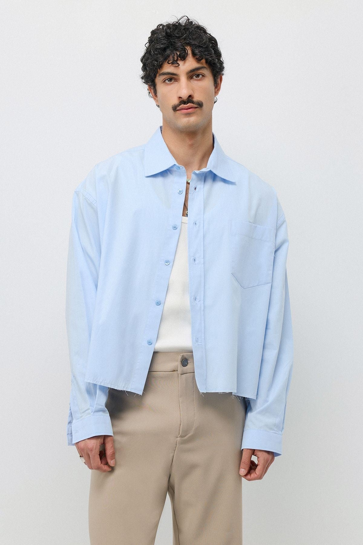 Linen Boxy Fit Crop Shirt