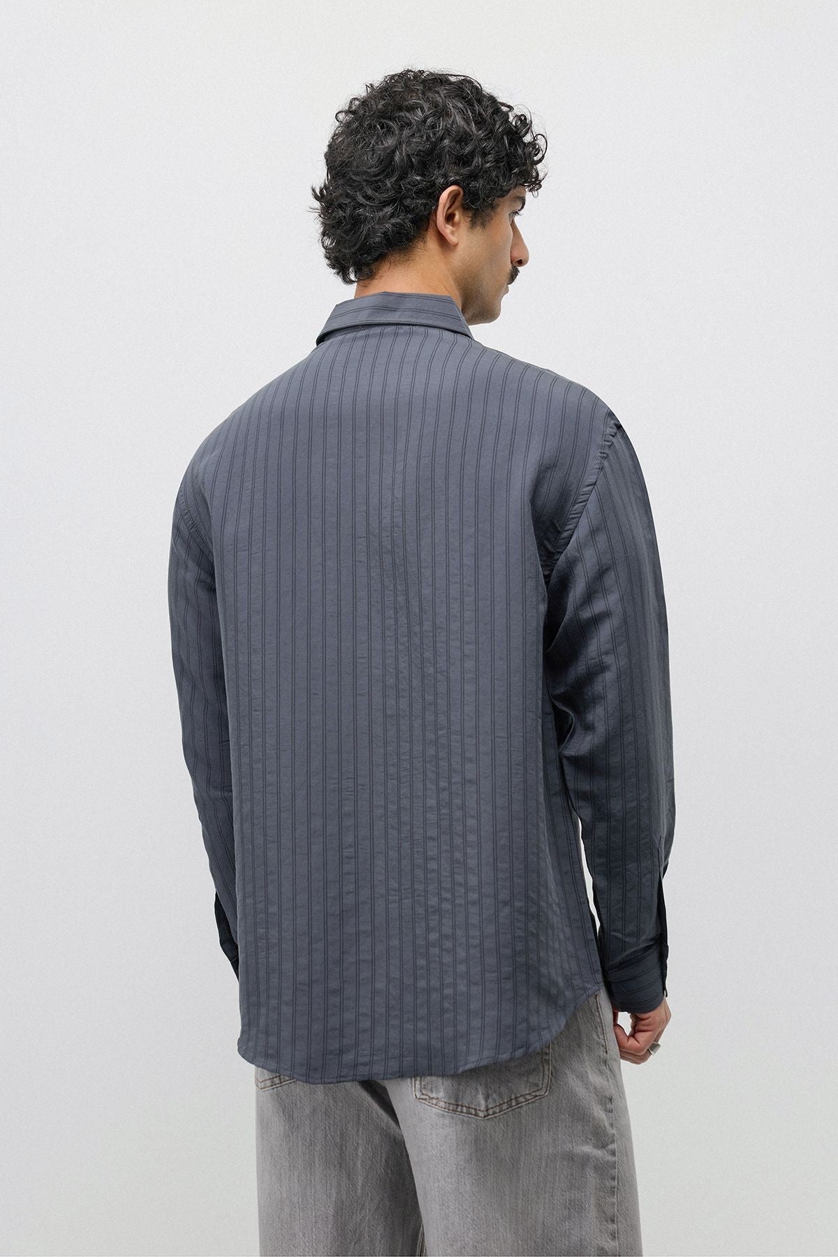 Oversized Shirt with a Modal Blend and Fine Stripes