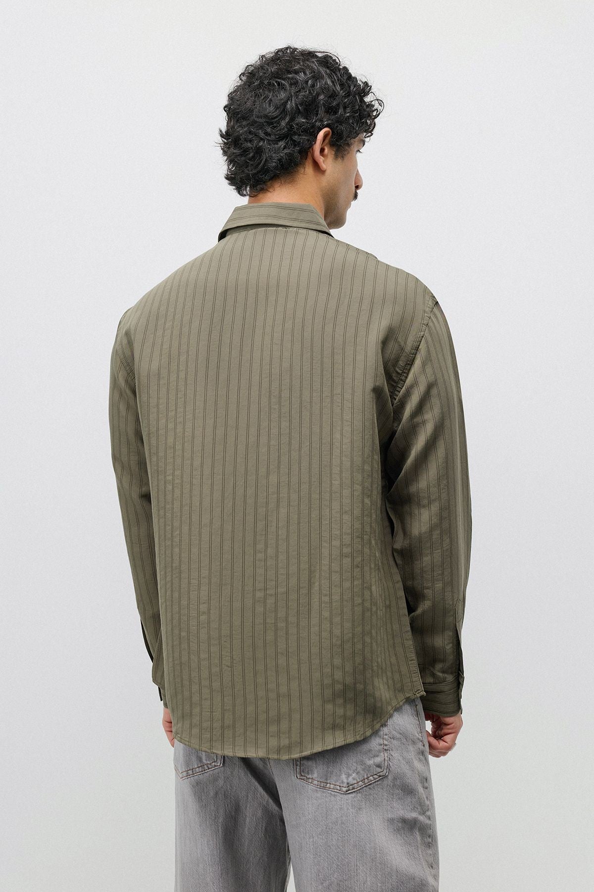 Oversized Shirt with a Modal Blend and Fine Stripes