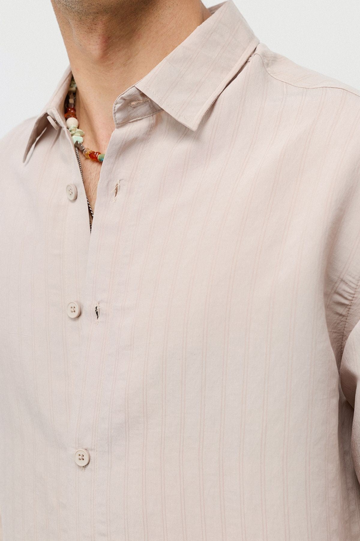Oversized Shirt with a Modal Blend and Fine Stripes