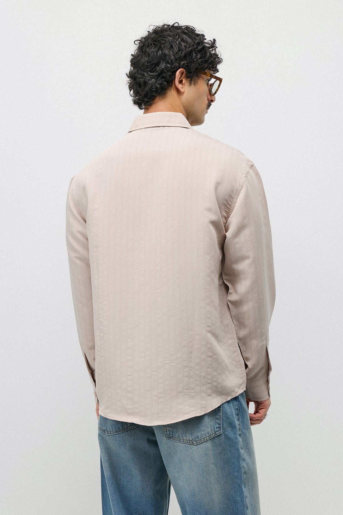 Oversized Shirt with a Modal Blend and Fine Stripes