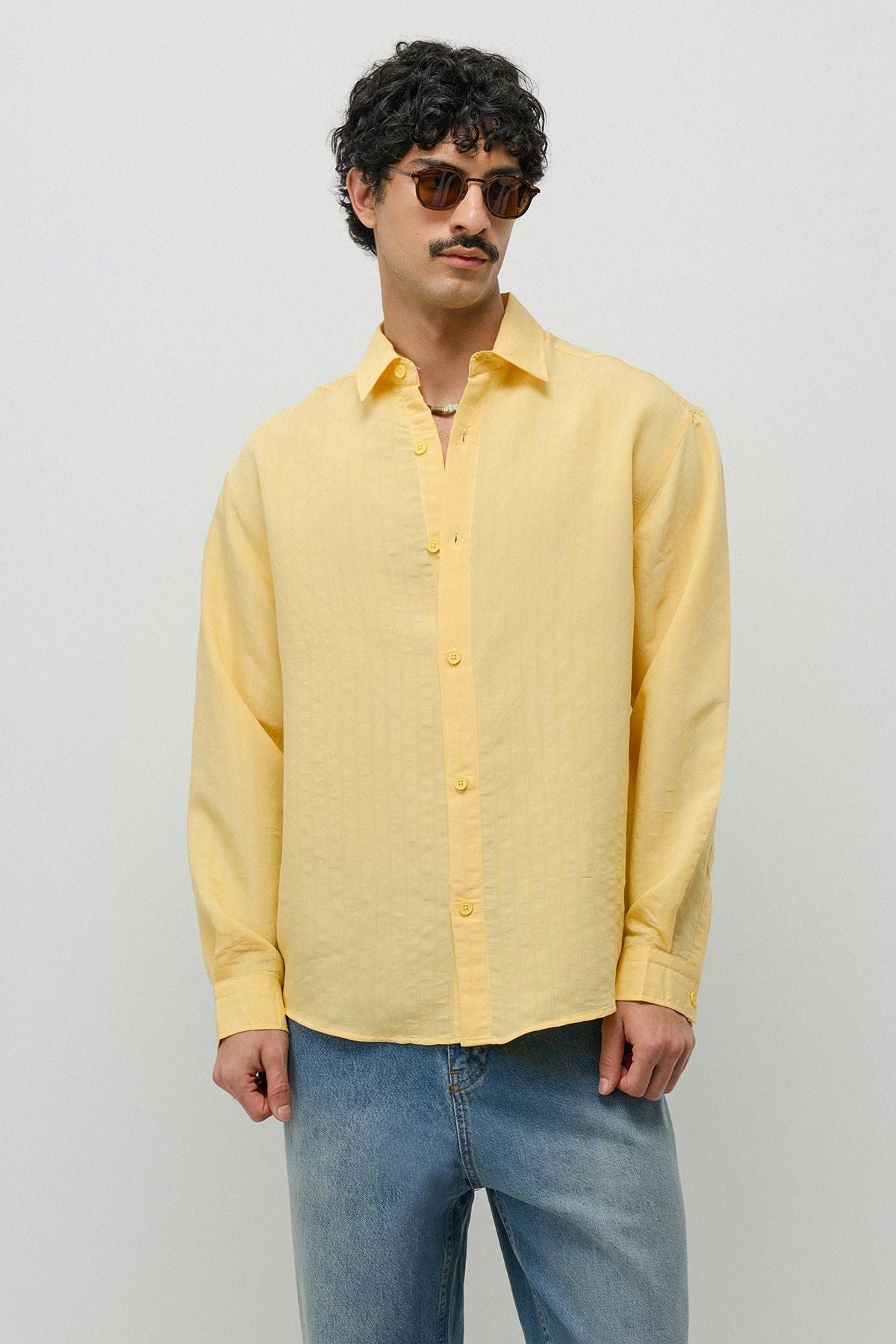 Oversized Shirt with a Modal Blend and Fine Stripes