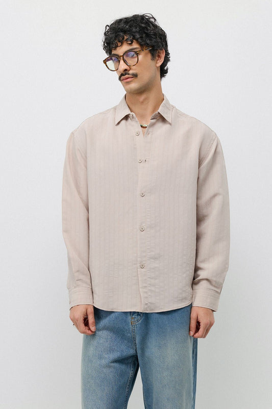 Oversized Shirt with a Modal Blend and Fine Stripes