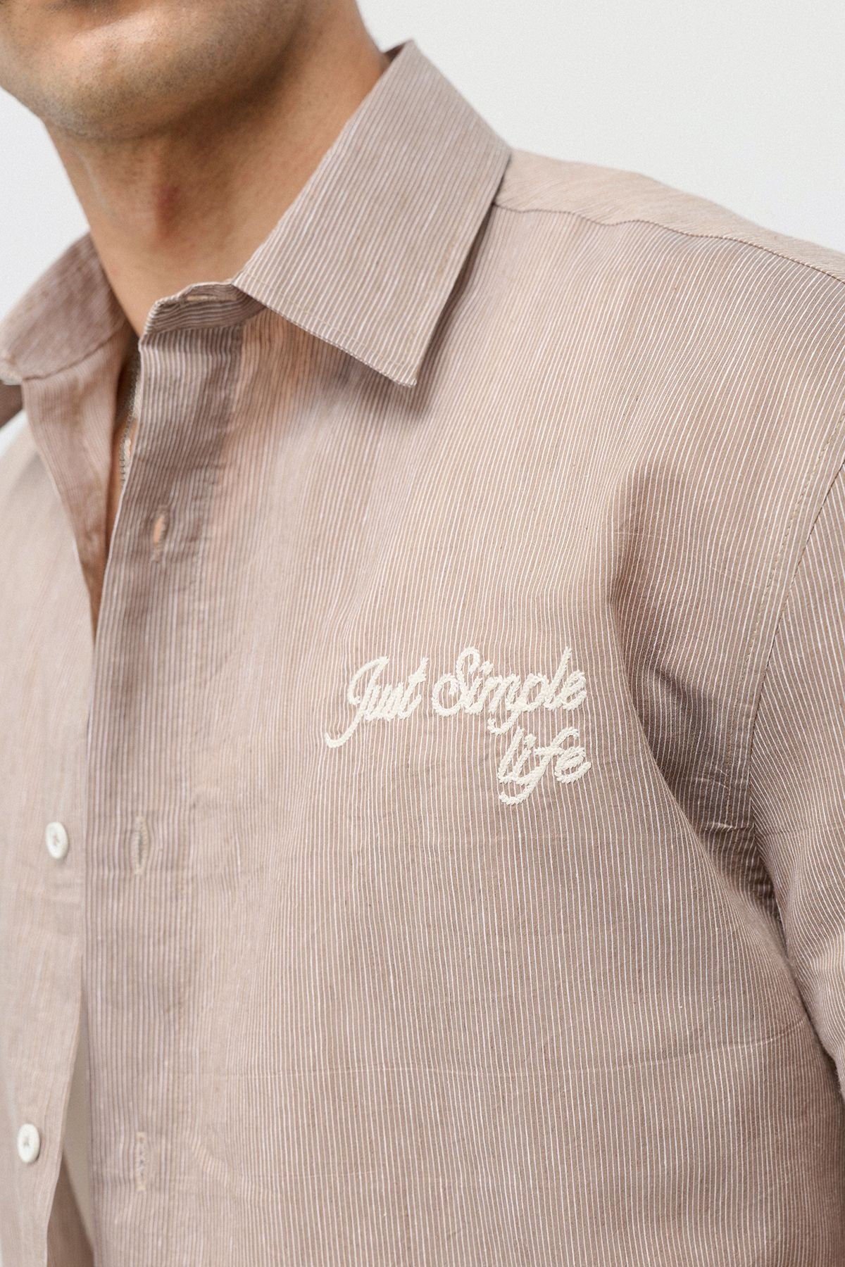 Embroidered Striped Box-Fit Shirt