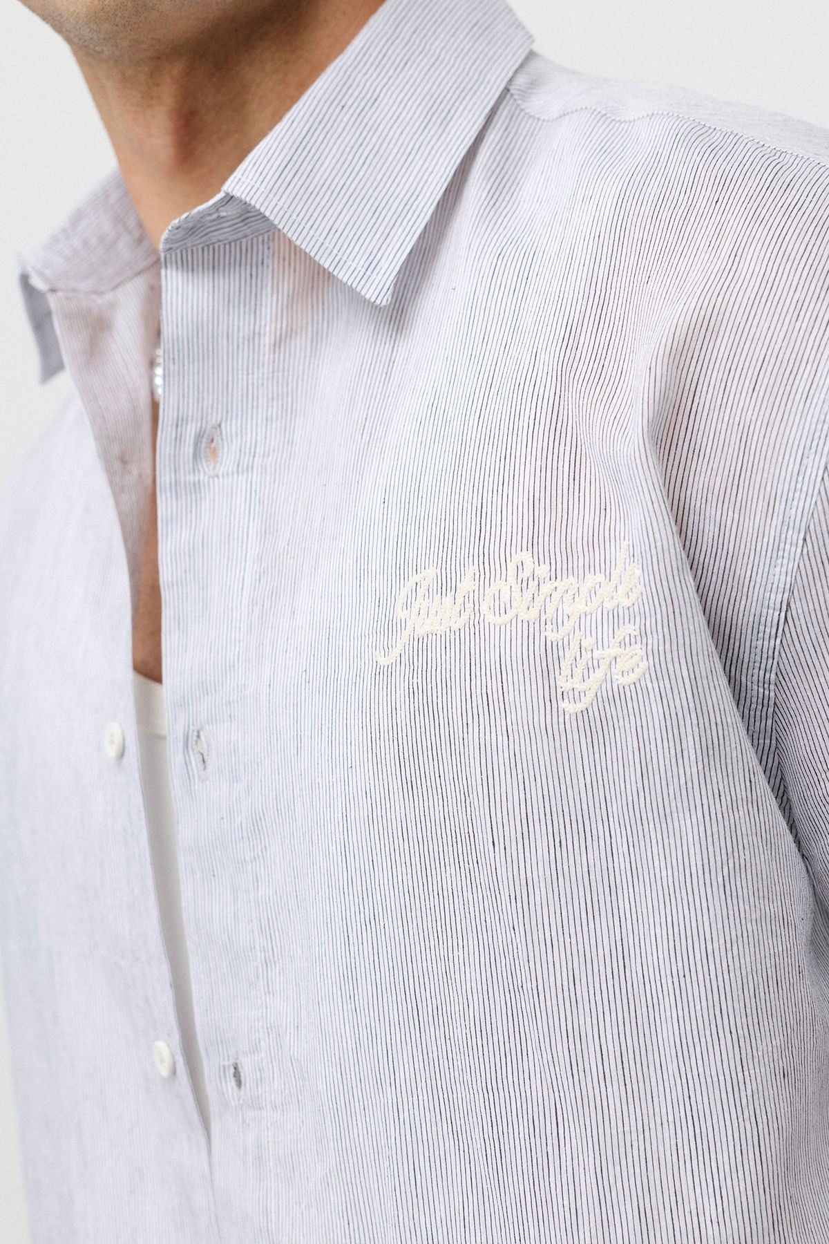 Embroidered Striped Box-Fit Shirt