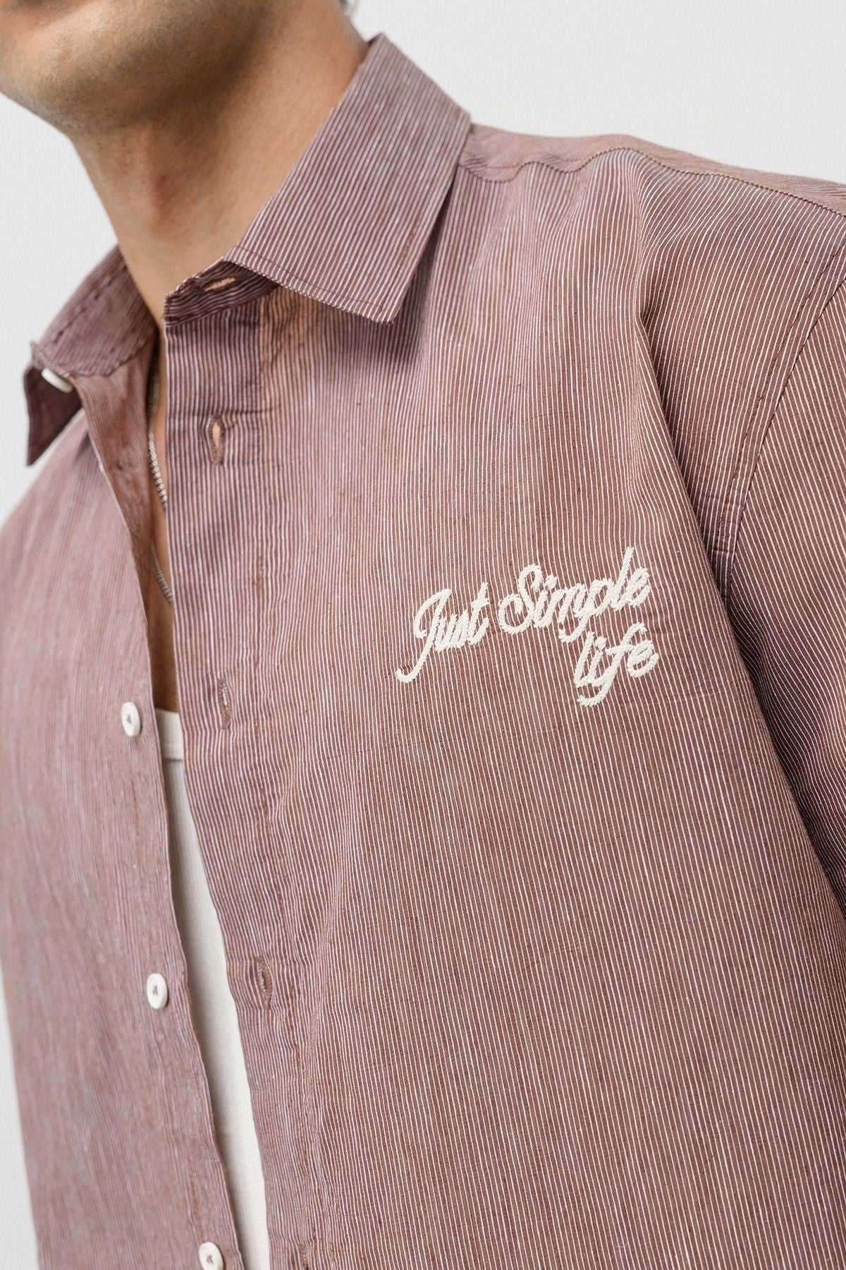 Embroidered Striped Box-Fit Shirt
