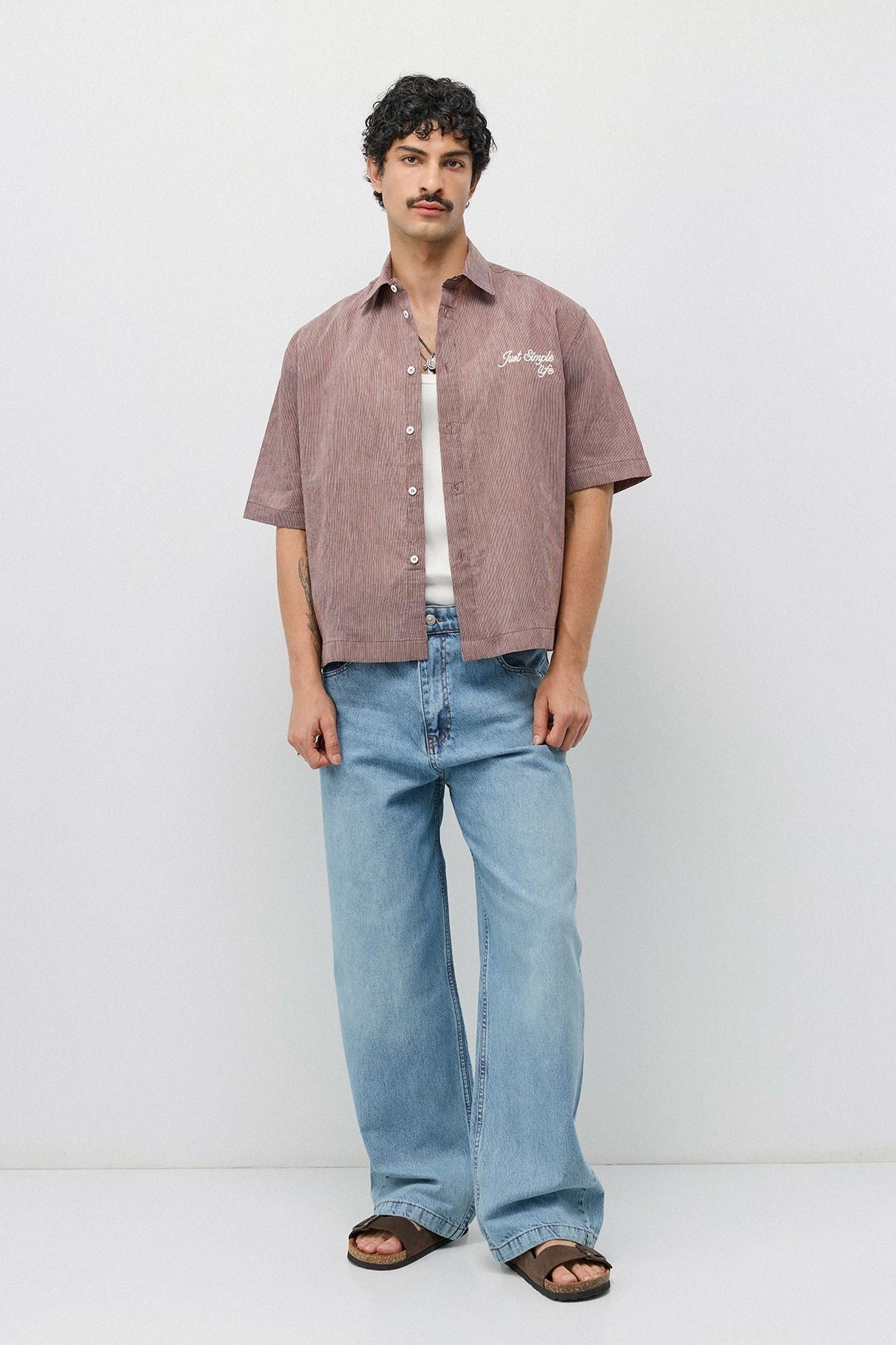 Embroidered Striped Box-Fit Shirt