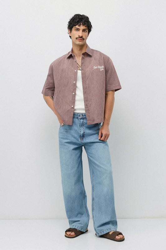 Embroidered Striped Box-Fit Shirt