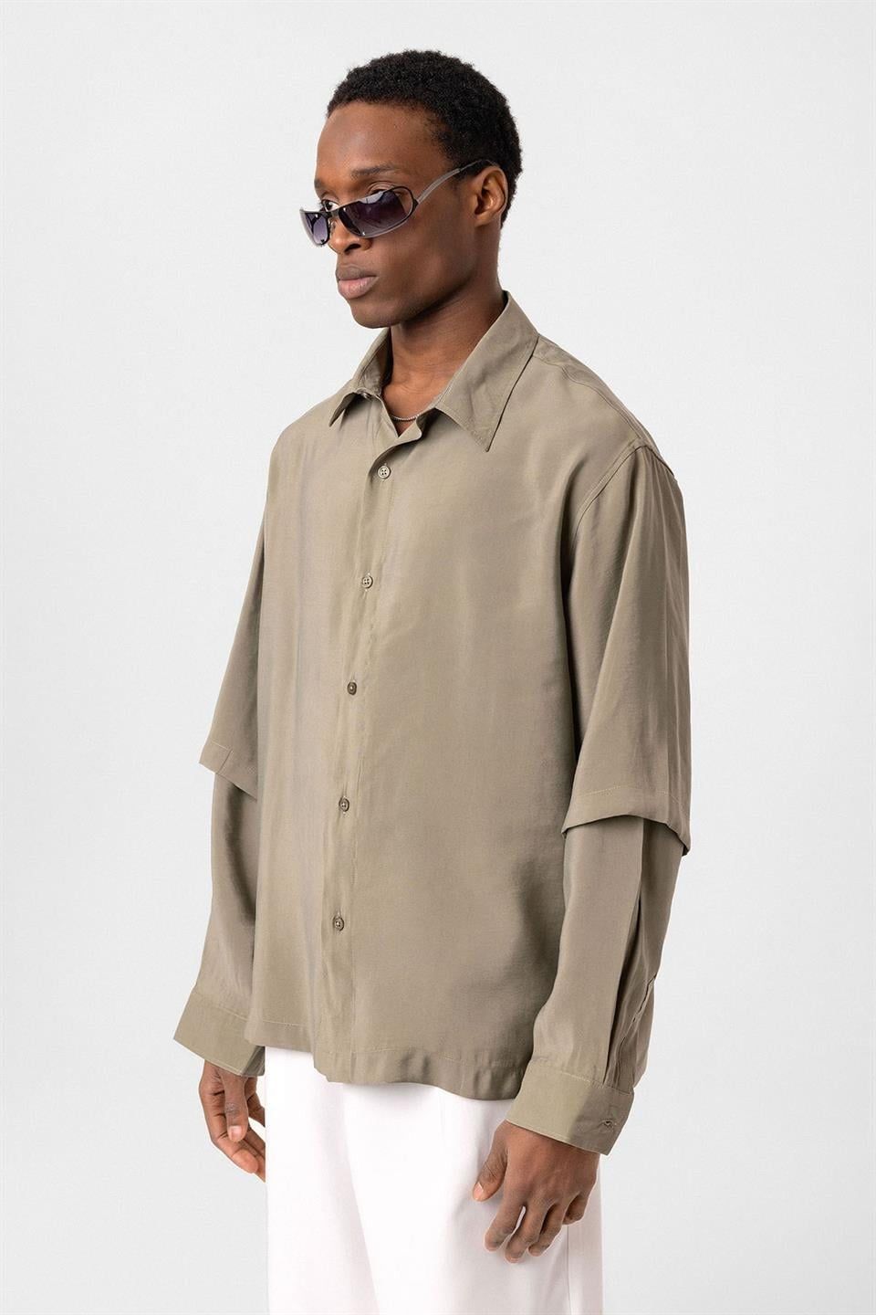 Oversized Shirt with Double-Sleeve Detail