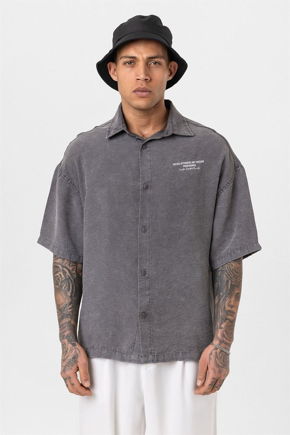 Oversized Short-Sleeve Printed T-Shirt with a Washed Look