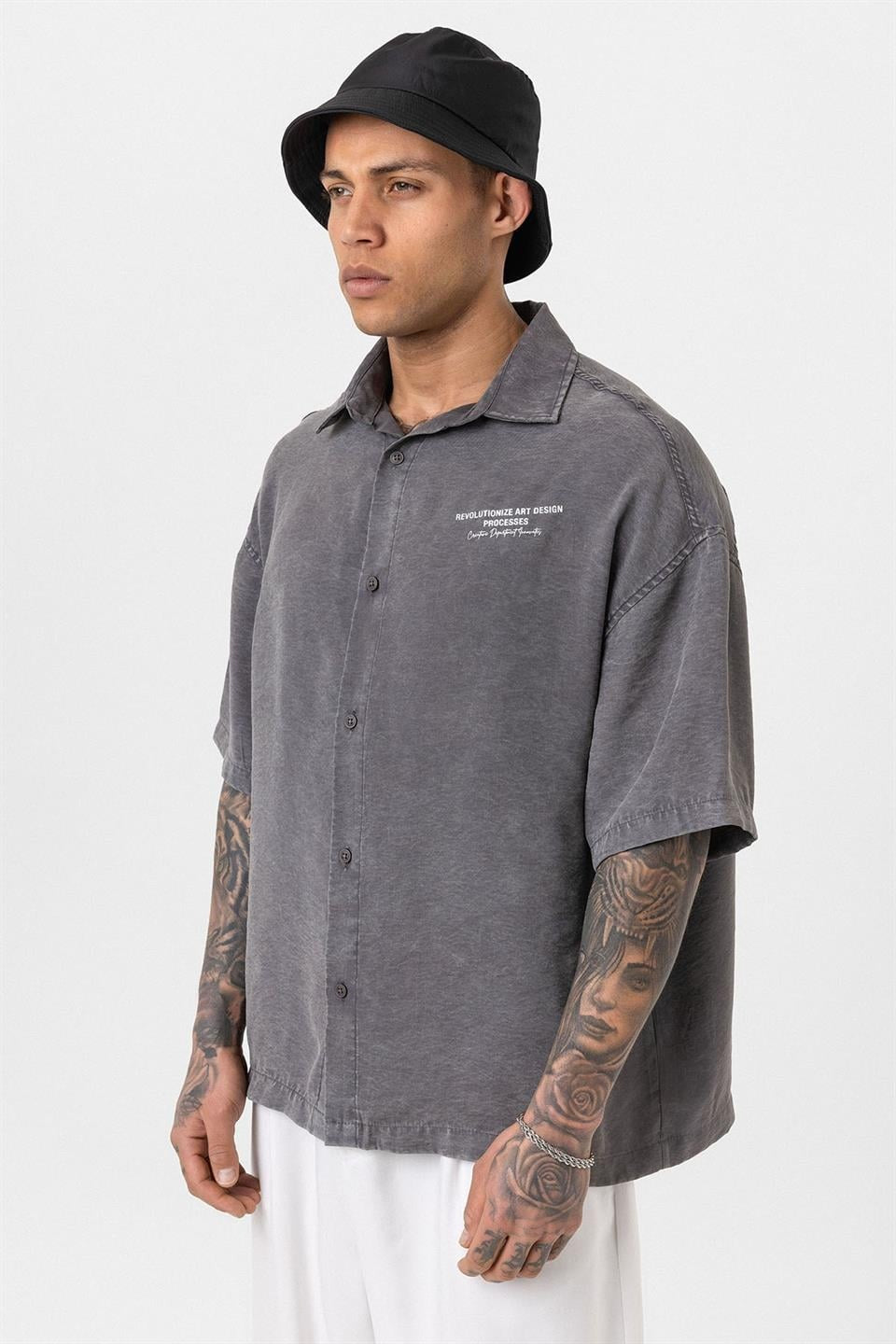 Oversized Short-Sleeve Printed T-Shirt with a Washed Look