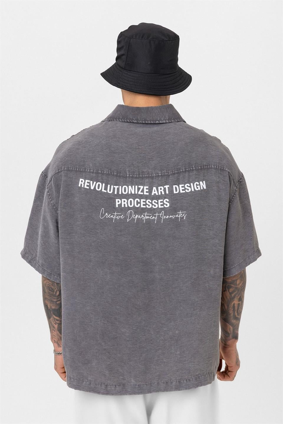 Oversized Short-Sleeve Printed T-Shirt with a Washed Look