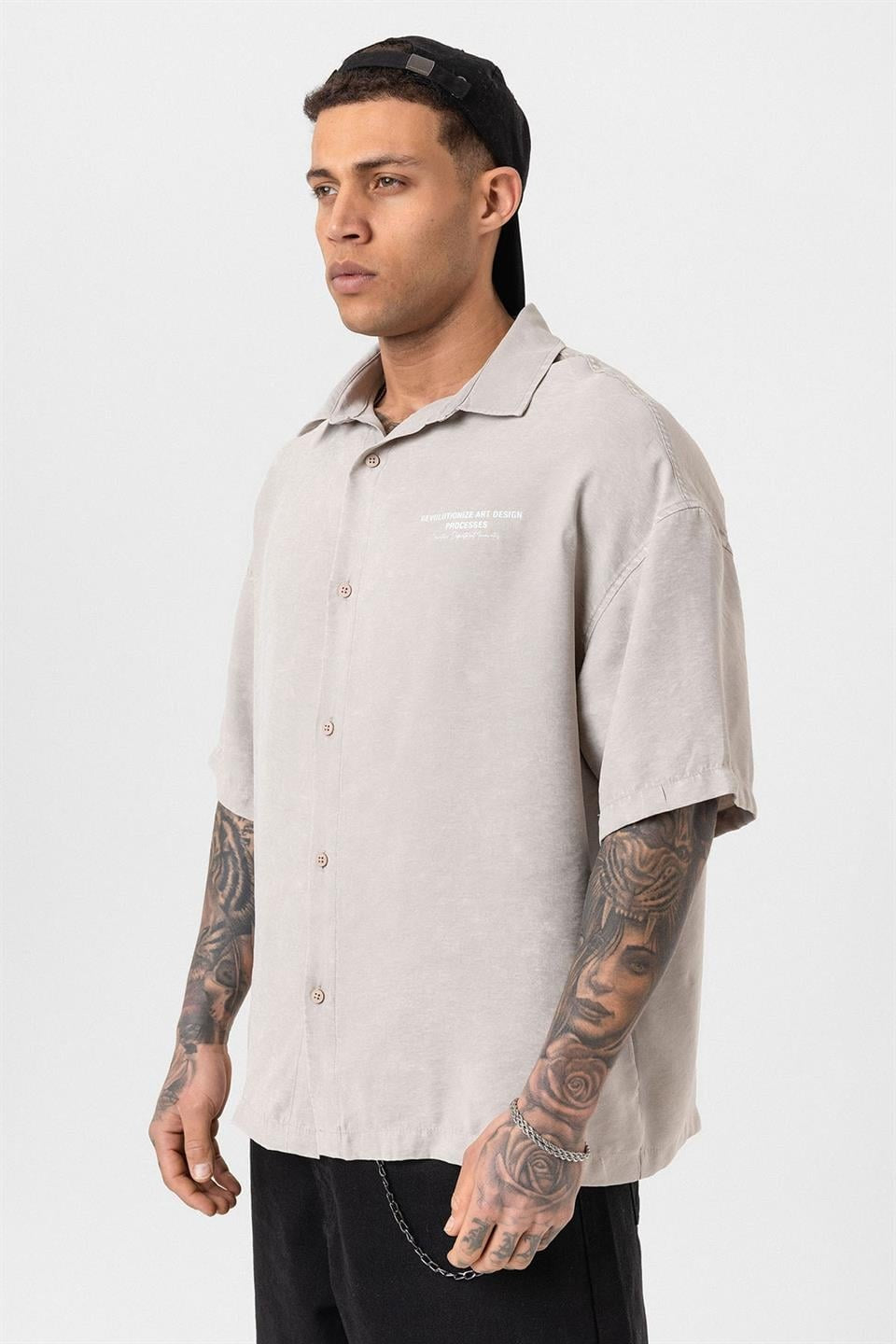 Oversized Short-Sleeve Printed T-Shirt with a Washed Look