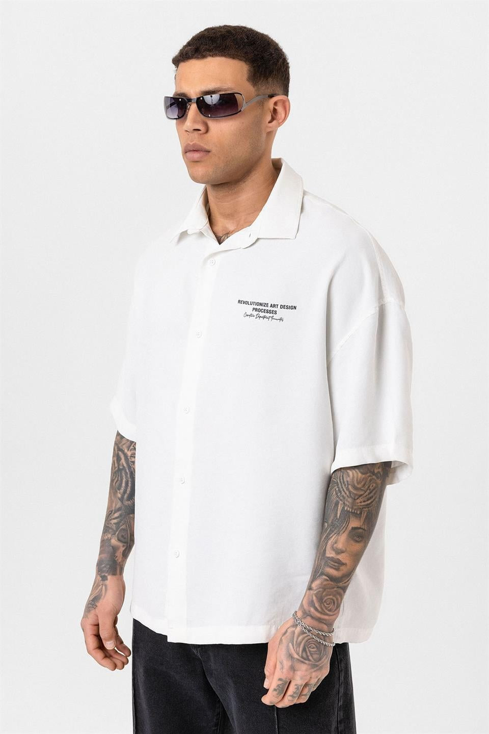 Oversized Short-Sleeve Printed T-Shirt with a Washed Look
