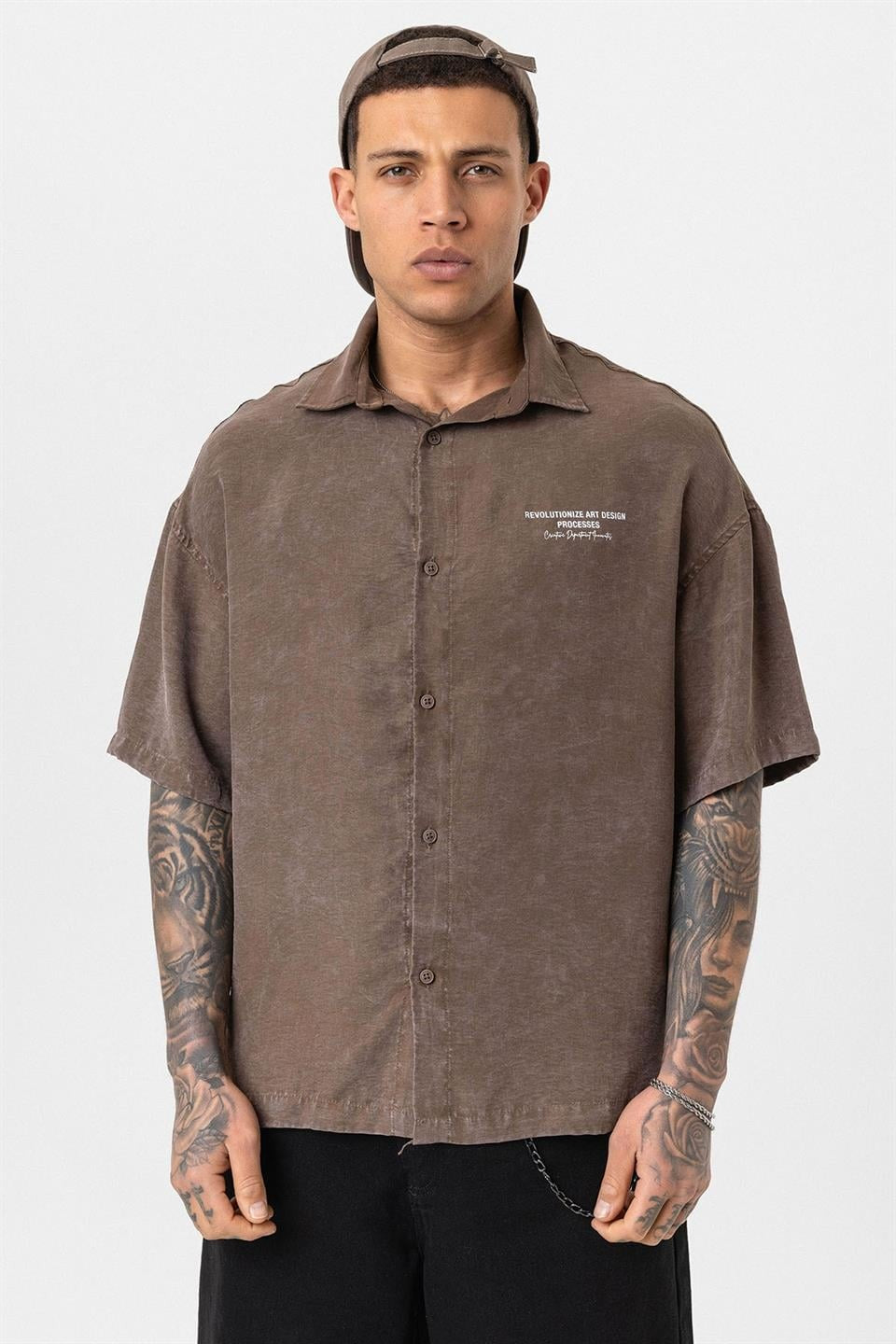 Oversized Short-Sleeve Printed T-Shirt with a Washed Look