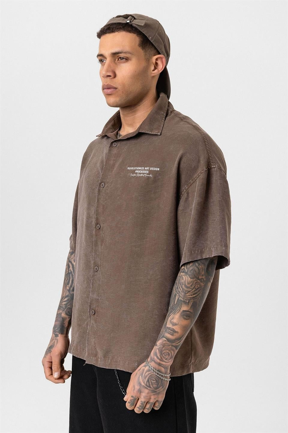Oversized Short-Sleeve Printed T-Shirt with a Washed Look