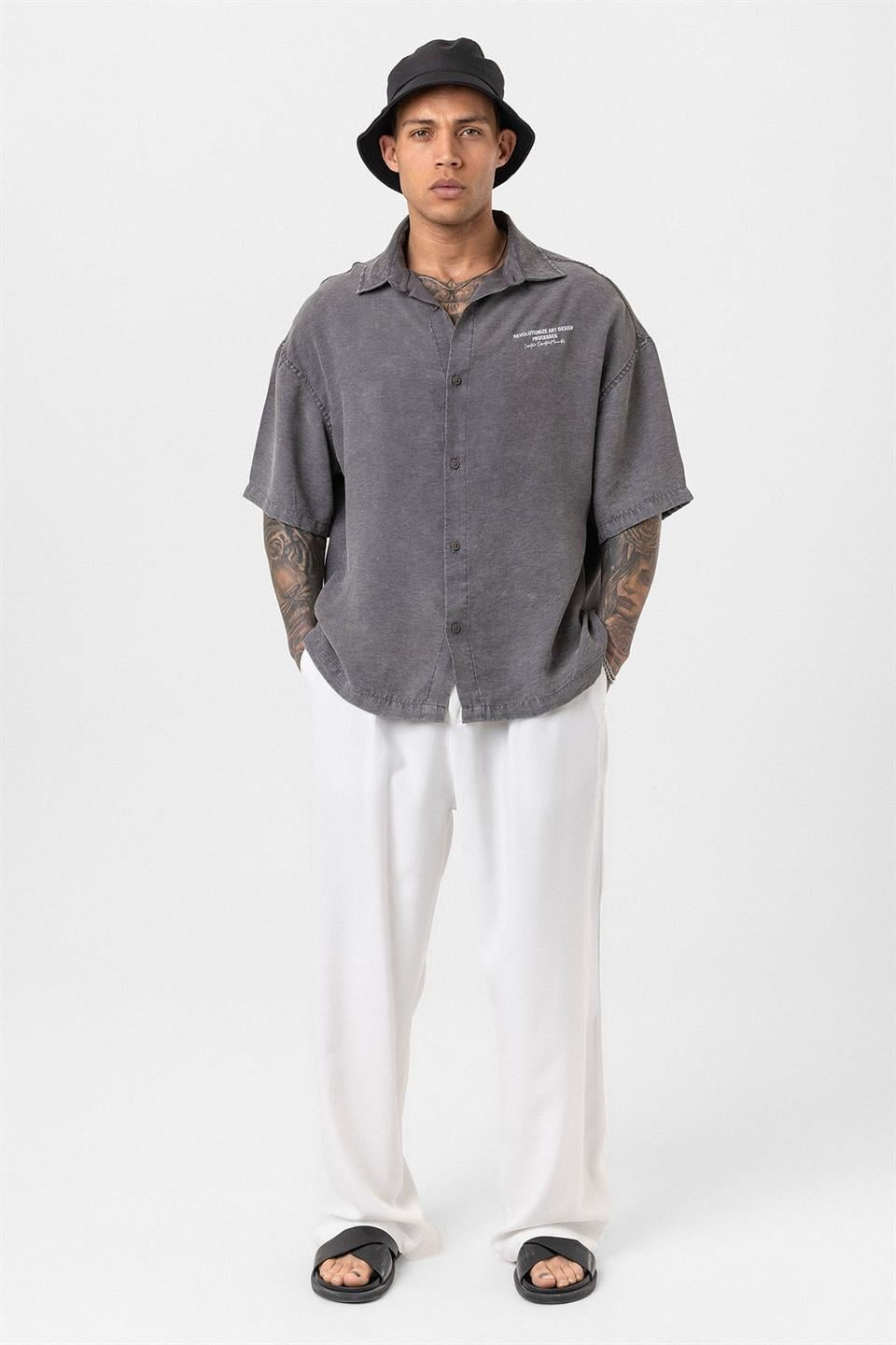 Oversized Short-Sleeve Printed T-Shirt with a Washed Look