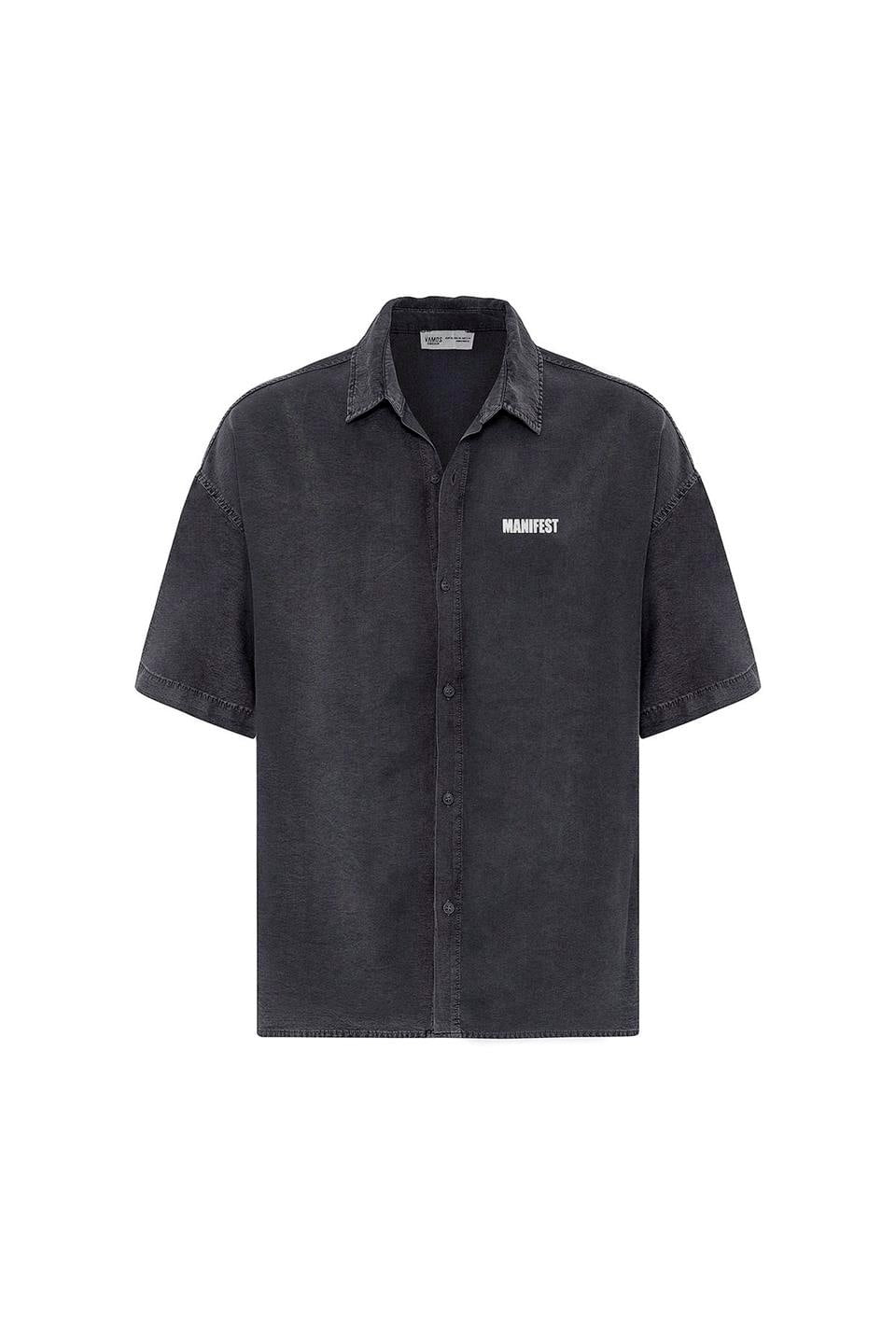 Oversized Printed Short-Sleeve Shirt (Washed)