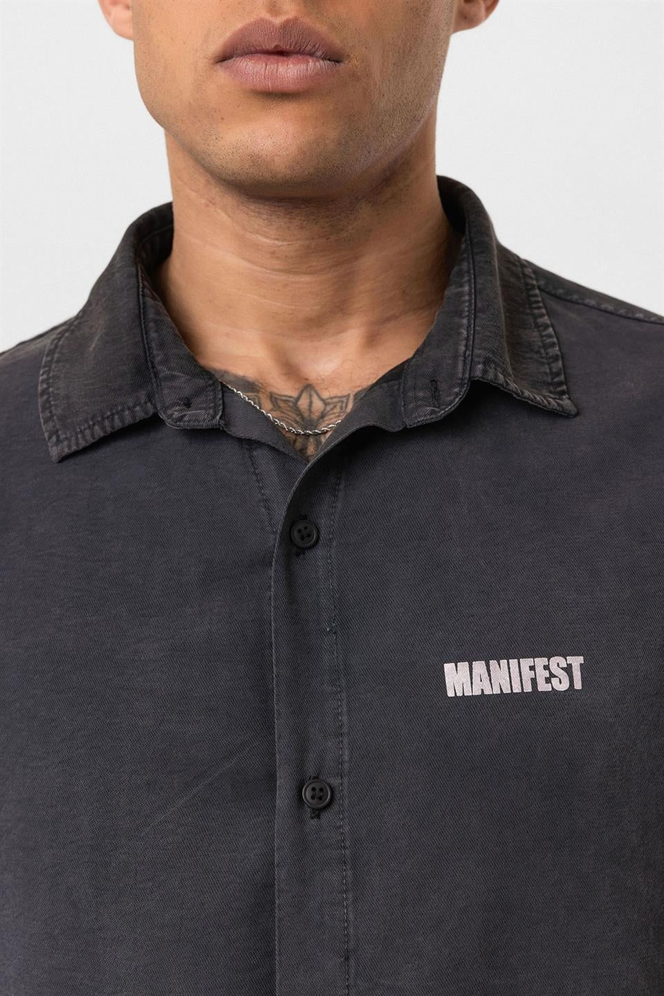 Oversized Printed Short-Sleeve Shirt (Washed)