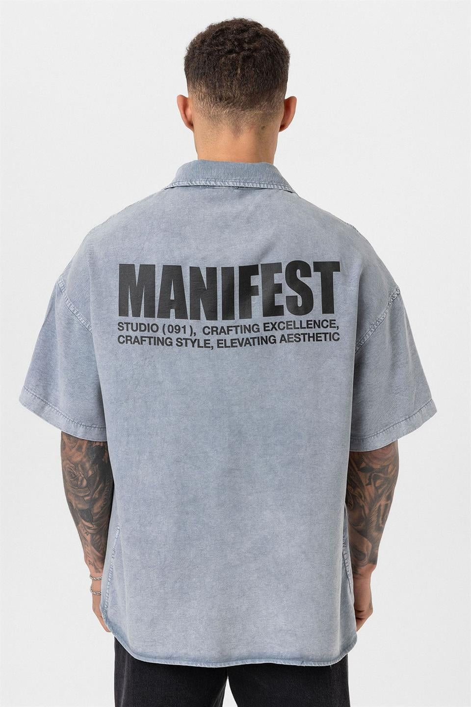 Oversized Printed Short-Sleeve Shirt (Washed)