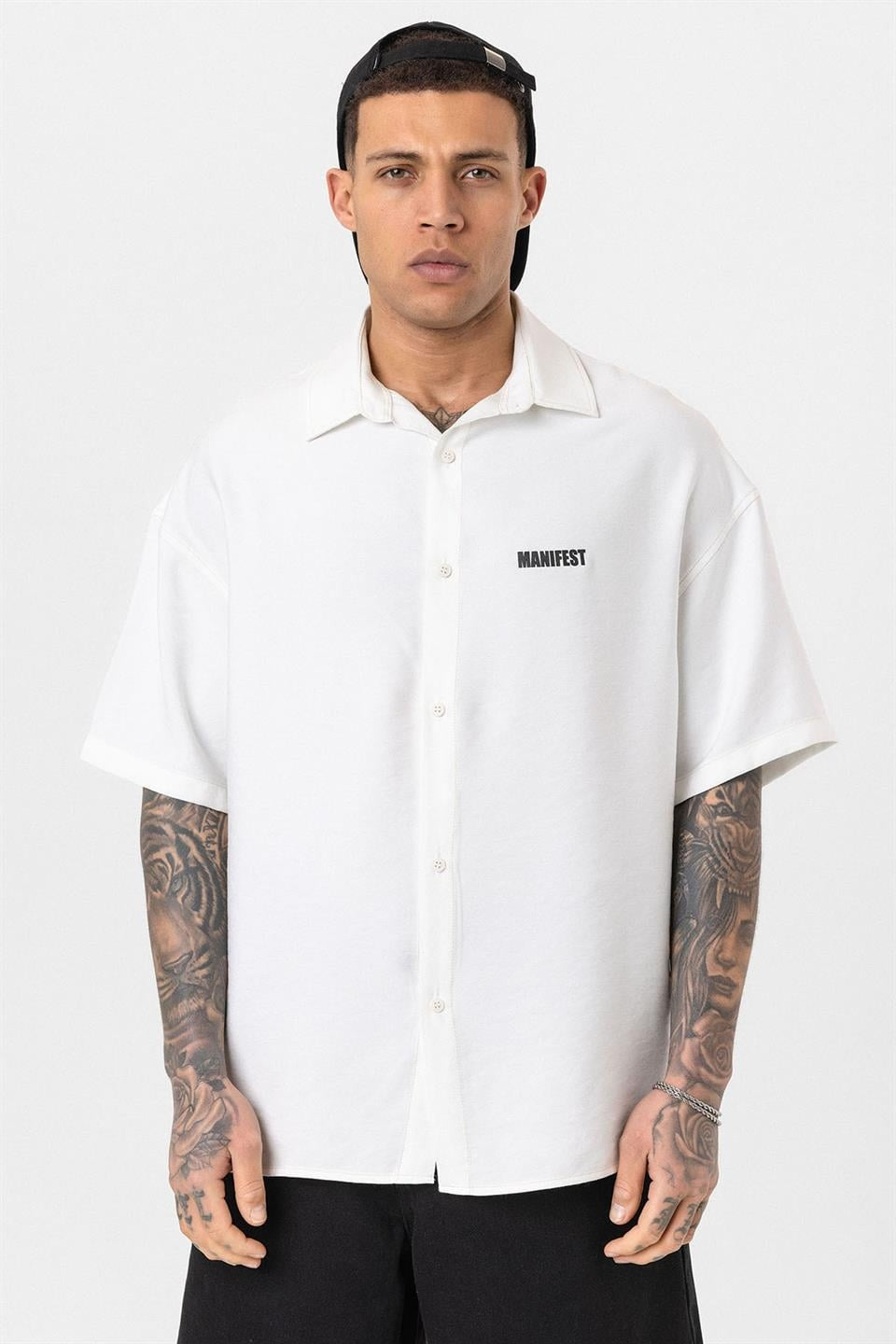 Oversized Printed Short-Sleeve Shirt (Washed)