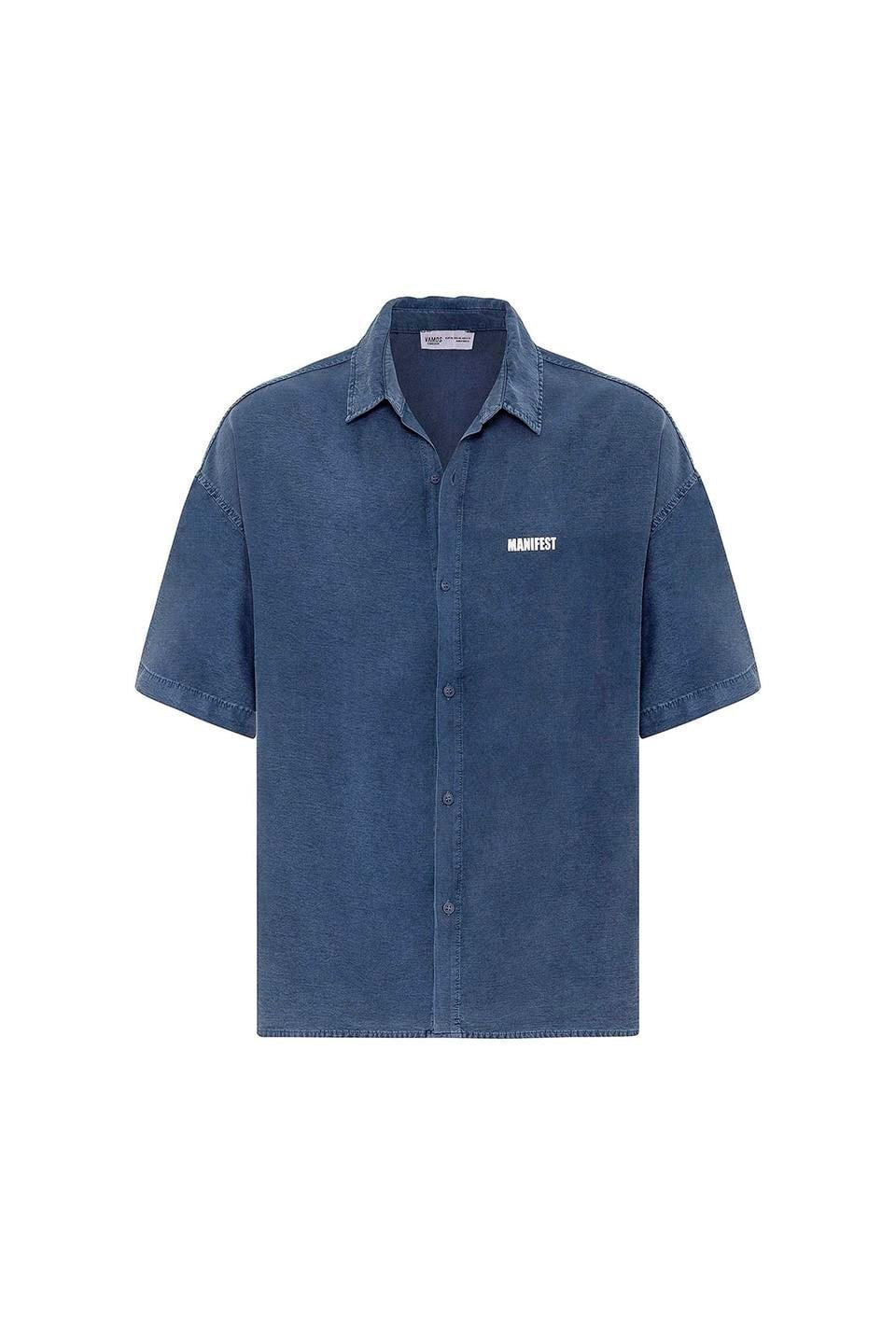 Oversized Printed Short-Sleeve Shirt (Washed)