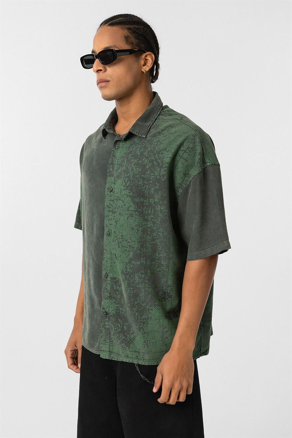 Oversized Short-Sleeve Tensel Shirt with a Washed Look