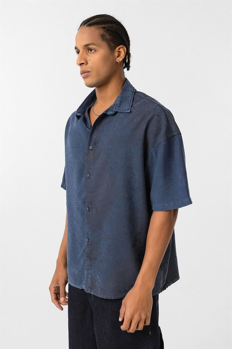 Oversized Short-Sleeve Tensel Shirt with a Washed Look