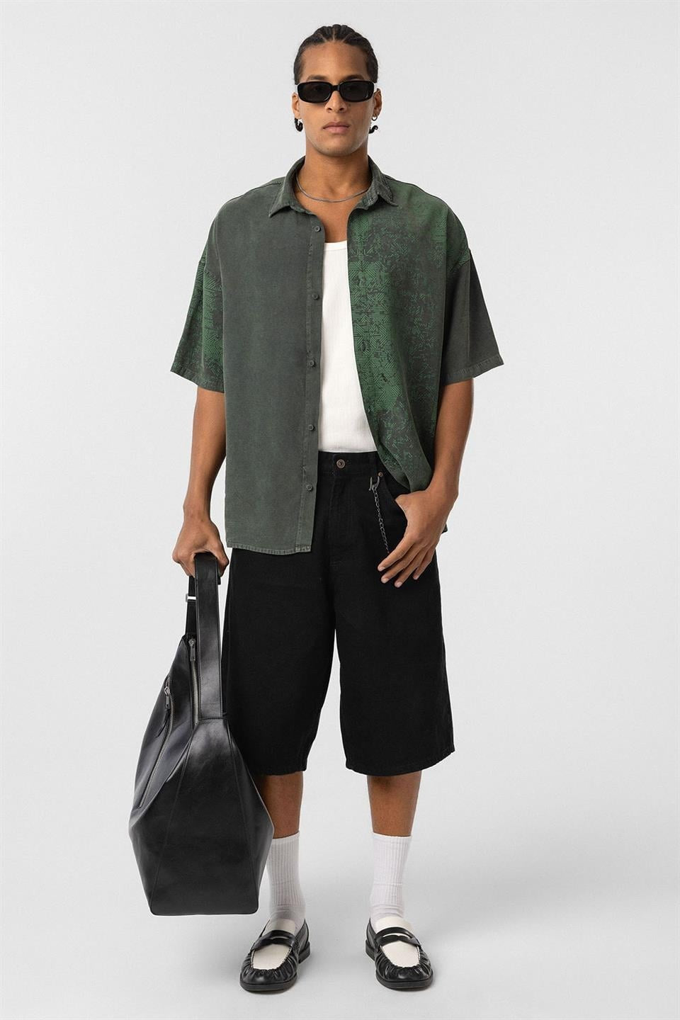 Oversized Short-Sleeve Tensel Shirt with a Washed Look