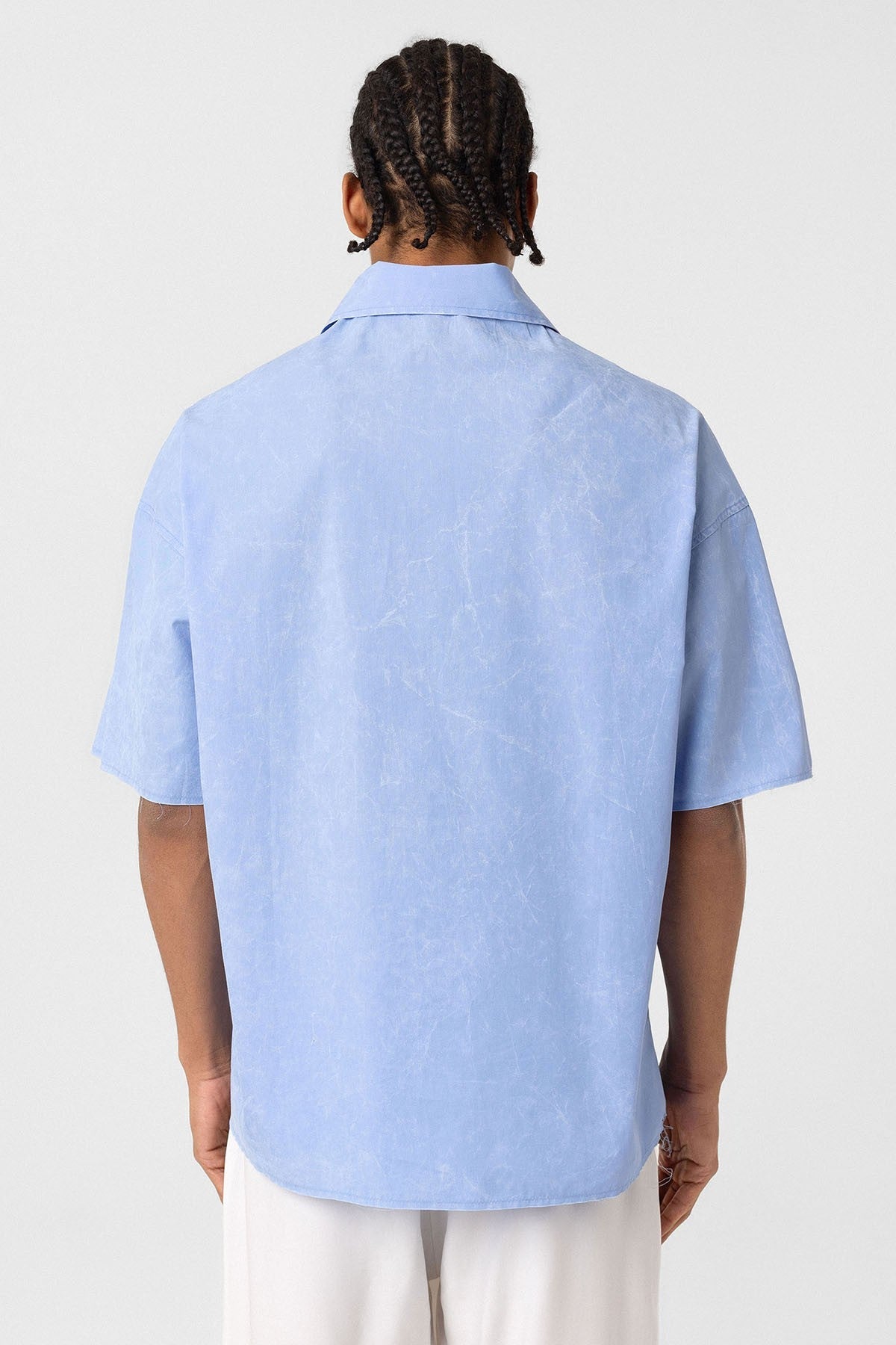 Oversized Short-Sleeve Shirt with Washed-Out Print