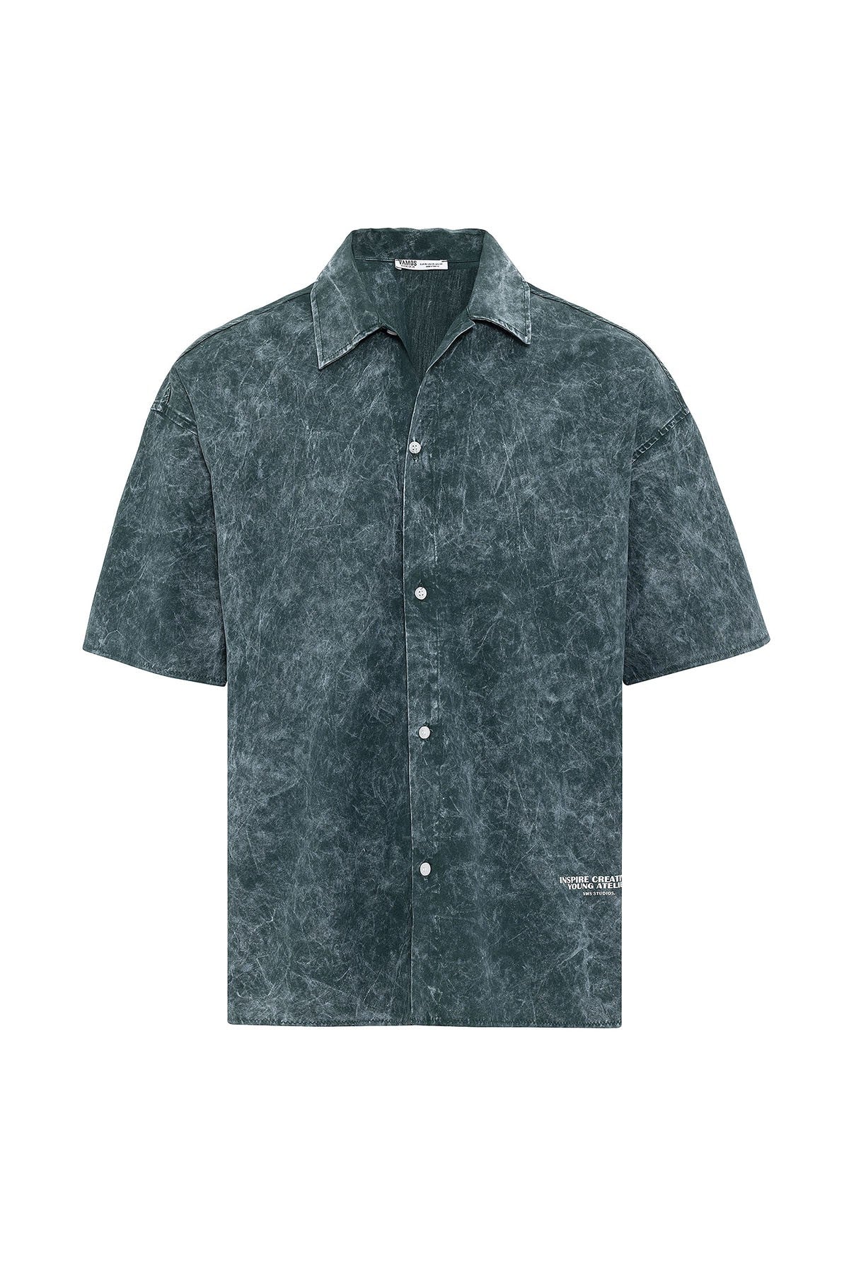 Oversized Short-Sleeve Shirt with Washed-Out Print