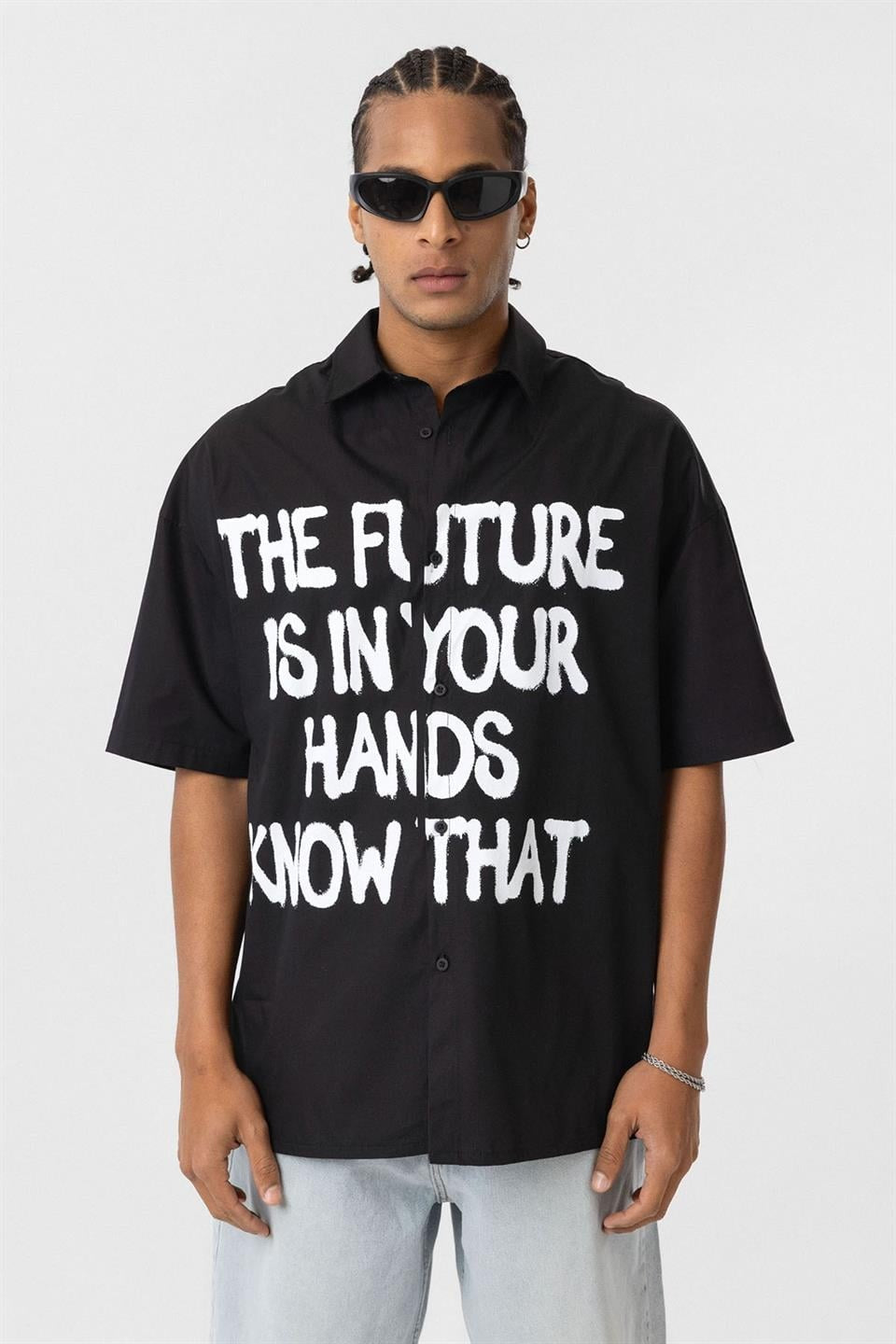 Pre-Printed 100% Cotton Poplin Oversized Shirt