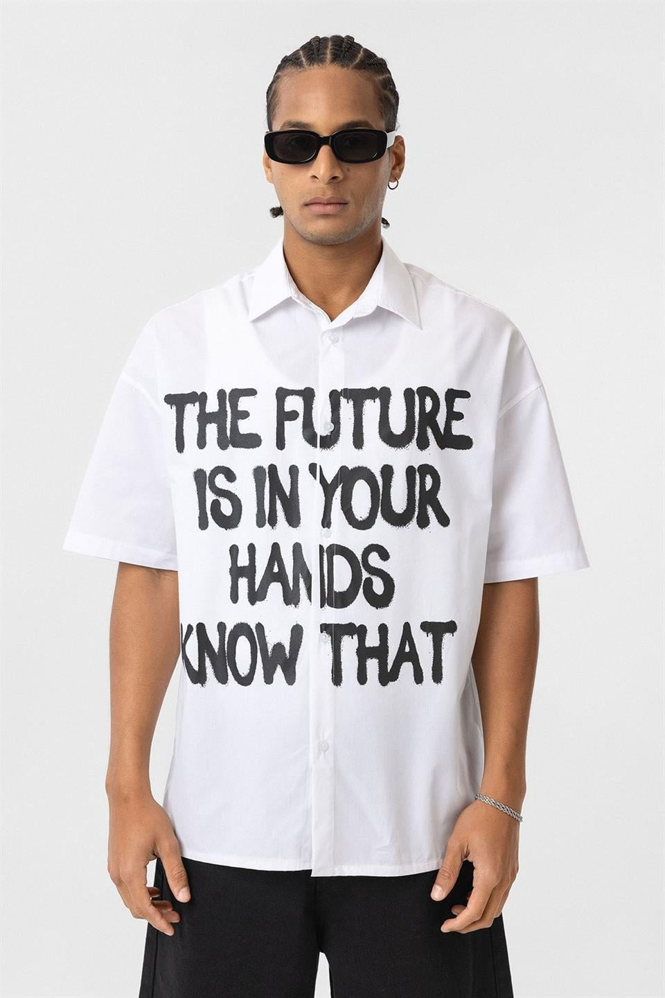 Pre-Printed 100% Cotton Poplin Oversized Shirt