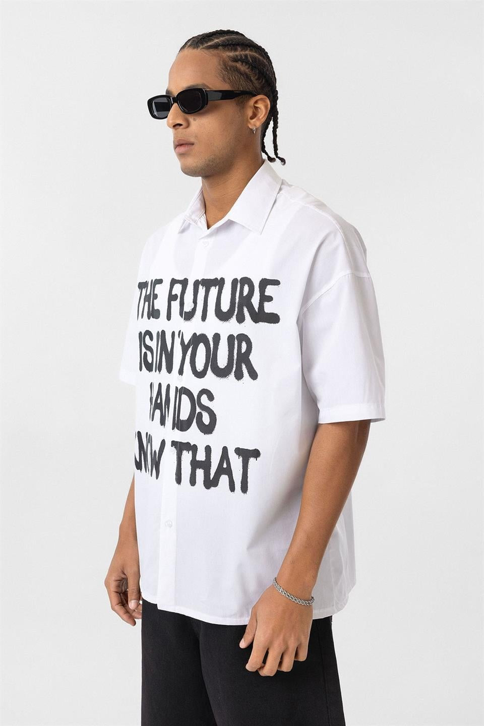 Pre-Printed 100% Cotton Poplin Oversized Shirt
