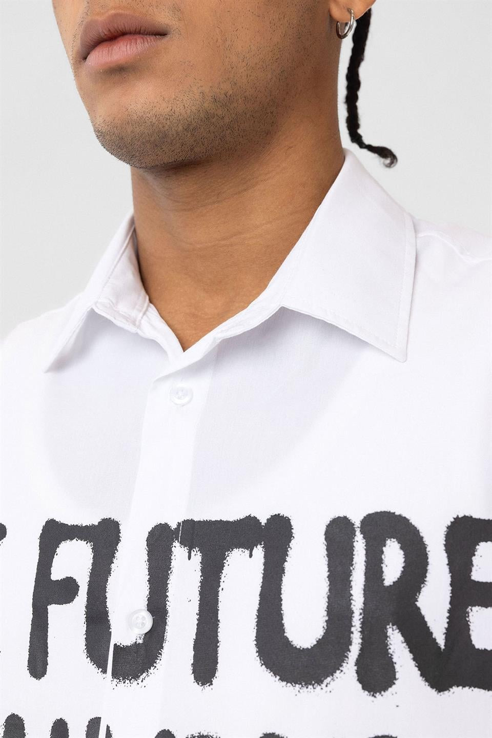 Pre-Printed 100% Cotton Poplin Oversized Shirt
