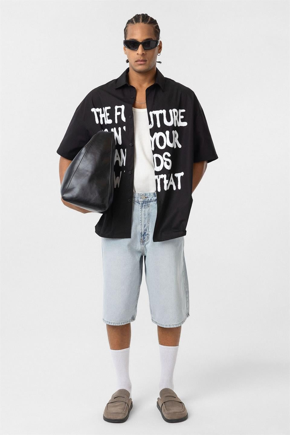 Pre-Printed 100% Cotton Poplin Oversized Shirt