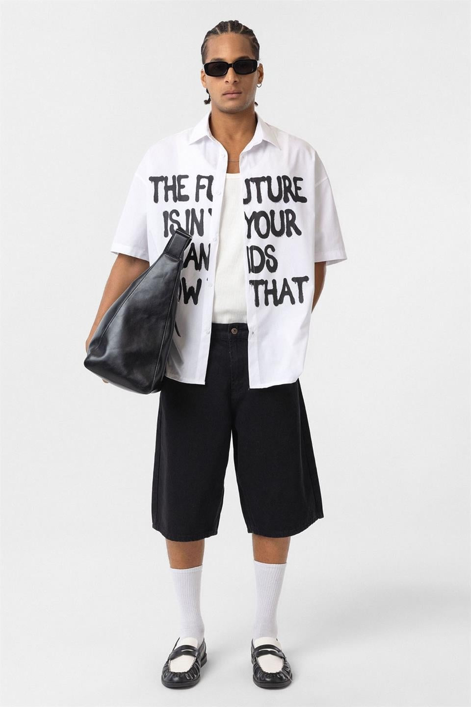 Pre-Printed 100% Cotton Poplin Oversized Shirt