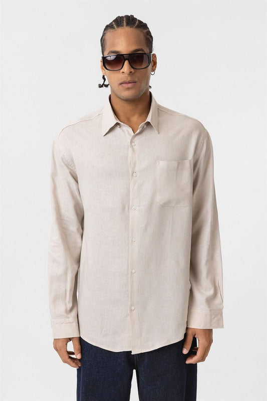 Oversized Long-Sleeve Shirt with Pocket Details
