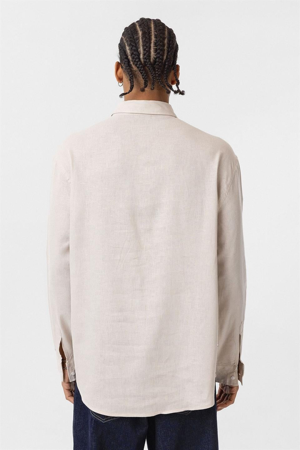 Oversized Long-Sleeve Shirt with Pocket Details