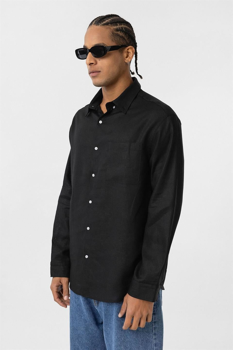 Oversized Long-Sleeve Shirt with Pocket Details