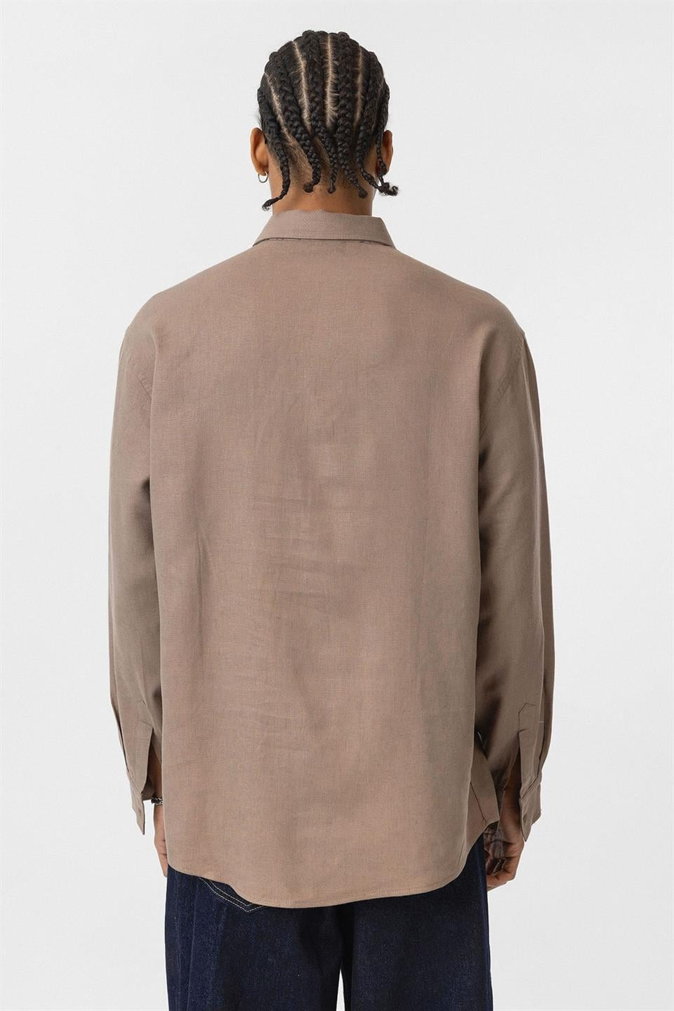 Oversized Long-Sleeve Shirt with Pocket Details